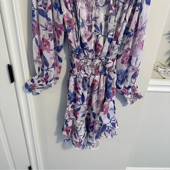 NWT MISA Los Angeles Purple Blue Floral Mini Dress Small - Picture 8 of 12